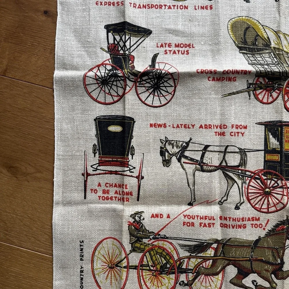 Vintage Linen Towel Robert Wert Back In The Good Old Horse And‎ Buggy Days